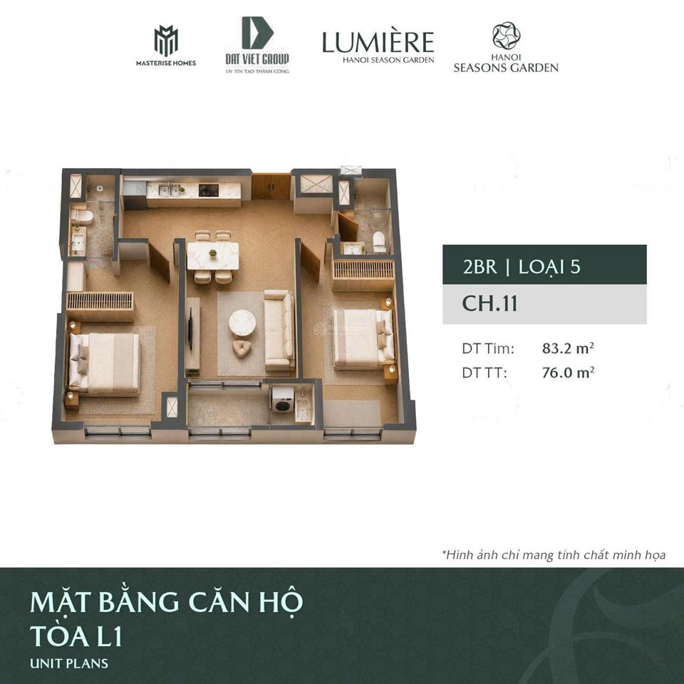 Masteri hanoi seasons cần bán gấp căn 2pn dt 83m2 tầng trung giá rẻ nhất 11,149 tỷ  0975 344 ***