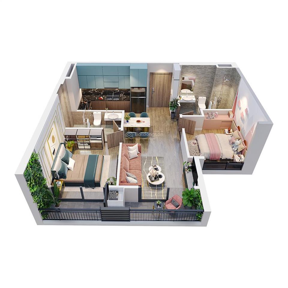 Siêu phẩm beverly 2pn2wc 61m2 thiết kế giấu bếp  2 ban công view thác nước chỉ 3.9 tỷ