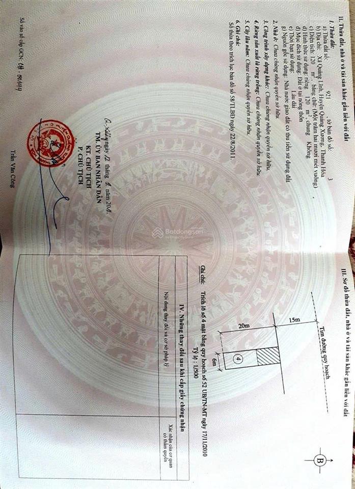 Bán đất thổ cư chính chủ tại đường lĩnh trường, xã tiên trang, thành phố thanh hóa