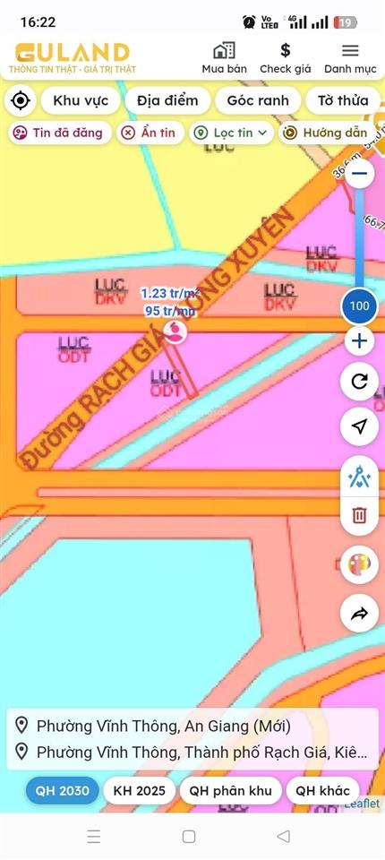 Bán đất 717m2 thổ cư 100m2, dự án đường rạch giá long xuyên mặt tiền 10m, phía sau lộ đường đá 5m