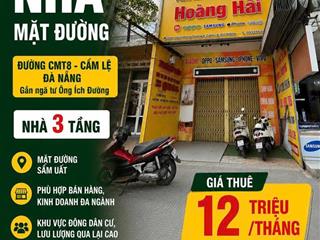 Nhà 3 tầng nằm ngay mặt đường Cách Mạng Tháng 8 Cần cho thuê SÁT NGÃ TƯ ÔNG ÍCH ĐƯỜNG