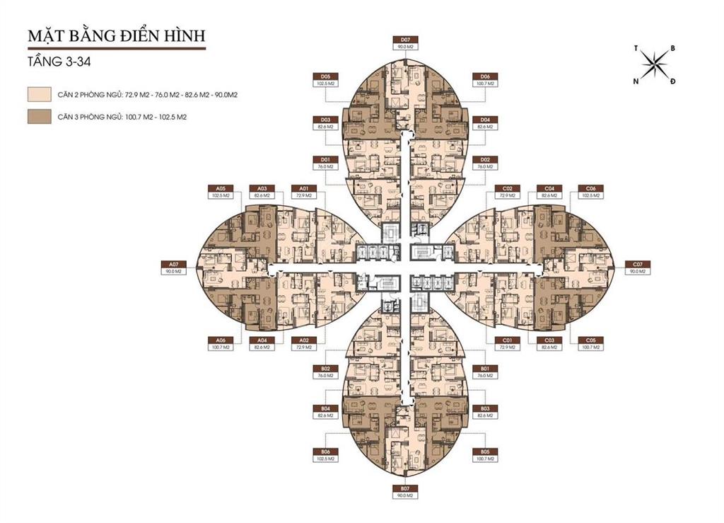 Căn hộ 3n đông nam 91tr/m2 đẹp nhất dự án the queen