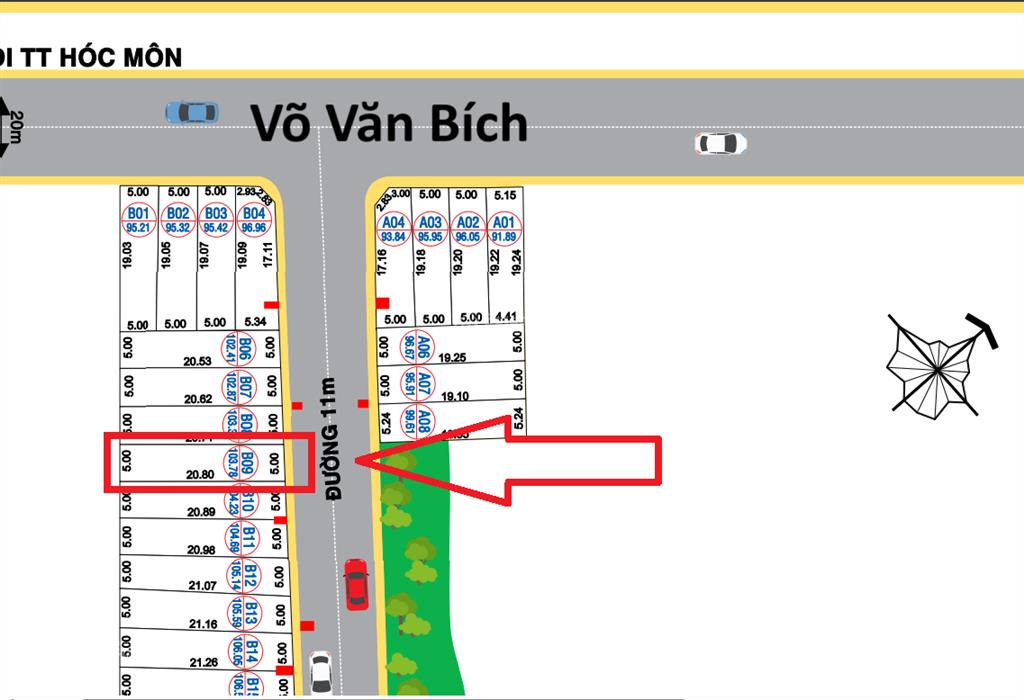 Chính chủ bán lô mặt tiền đường 11m  sát giao đường võ văn bích cách vvb chỉ 30m, (5x20) thổ cư
