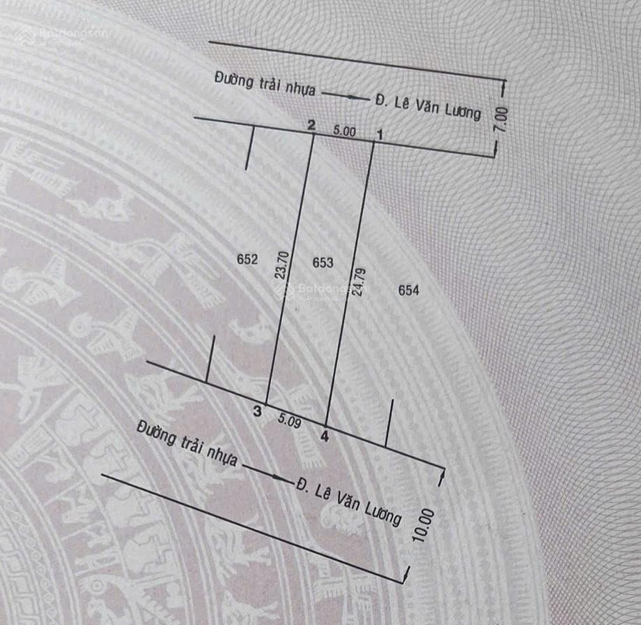 Chú hai bán đất 121m2, 2 mặt tiền trước sau, đường 10m lê văn lương, giá 4.7 tỷ