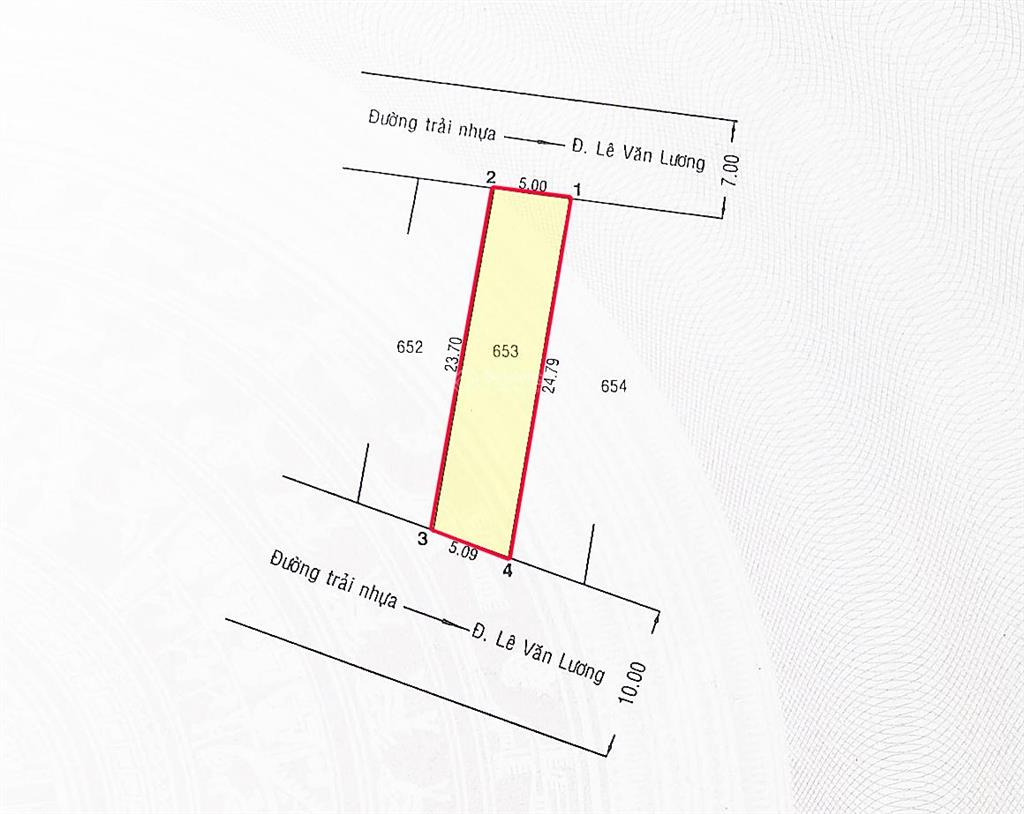 Chủ bán đất 121.2m2, đường lê văn lương, 2 mặt tiền đường 10m và đường 7m, giá 4.6 tỷ