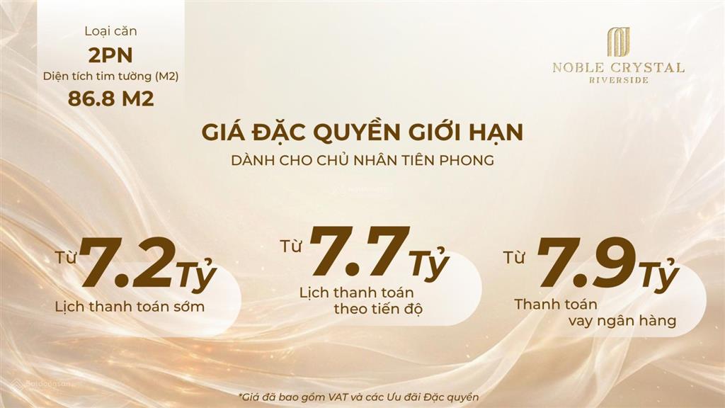 Noble crystal riverside
biểu tượng sống đẳng cấp bên sông sài gòn  7.3 tỷ/ căn 2pn 88m²