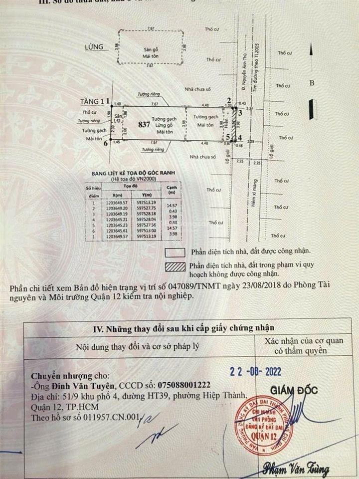 Nhà hẻm xe hơi gẩn nguyễn ảnh thủ  4x15m  2 tầng  ngay bến xe buýt hiệp thành  giá chỉ 3xty
