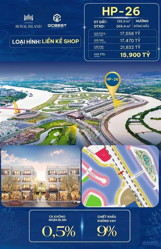 [hàng hiếm] hp26 shophouse xẻ khe trục chính đảo hoàng gia