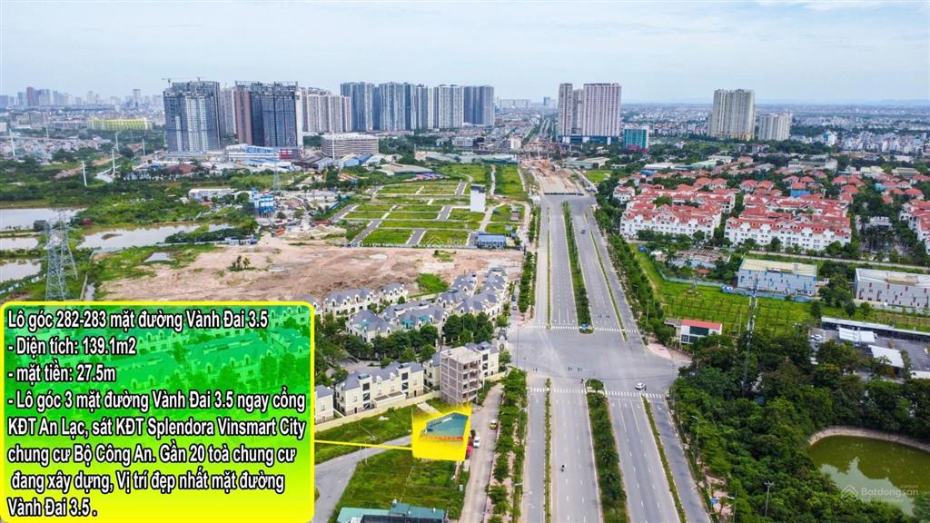 Bán lô góc nổi bật mặt đường vành đai 3.5 nằm sát kđt splendora xã sơn đồng  hà nội