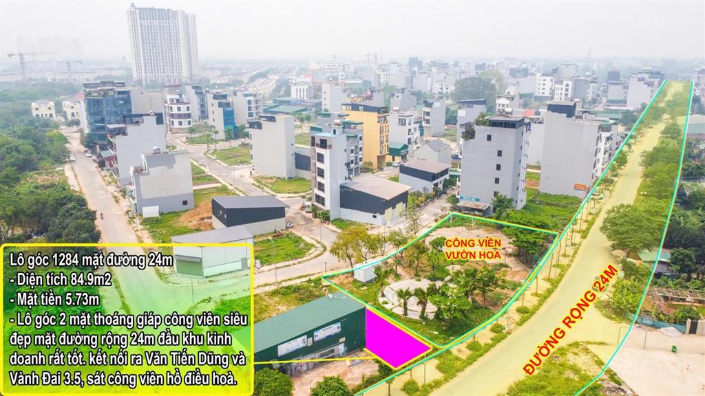 Chính chủ gửi bán lô đất sát vườn hoa công viên, đường rộng 24m tại khu 25,2ha vân canh  sơn đồng