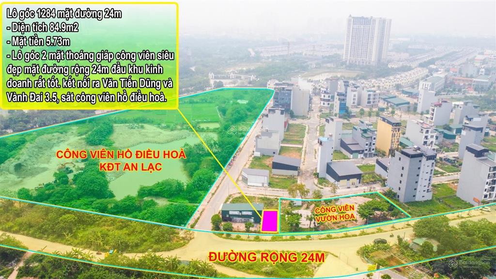 Chính chủ gửi bán lô đất sát vườn hoa công viên, đường rộng 24m tại khu 25,2ha vân canh  sơn đồng