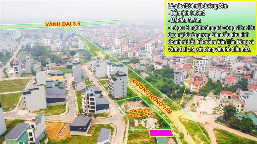 Chính chủ gửi bán lô đất sát vườn hoa công viên, đường rộng 24m tại khu 25,2ha vân canh  sơn đồng