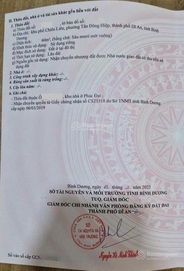 Đất đẹp kdc phúc đạt,tân đông hiệp,tp dĩ an