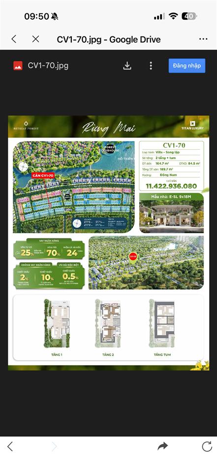 Căn biệt thự song lập giá tốt nhất phân khu rừng mai