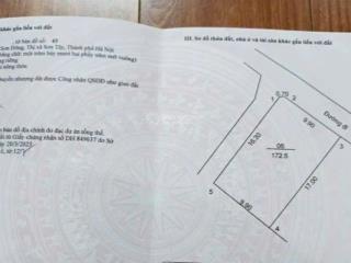 Siêu hiếm. 172,5m2, mt 10m trung tâm xã sơn đông  tx sơn tây. giá cực rẻ