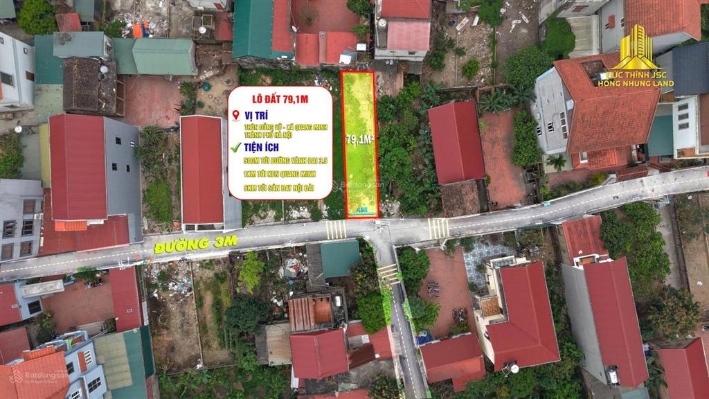 Bán mảnh đất 79.1m2 vuông đẹp, đường thông, giá tốt cạnh khu công nghiệp quang minh