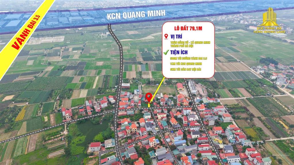 Bán mảnh đất 79.1m2 vuông đẹp, đường thông, giá tốt cạnh khu công nghiệp quang minh