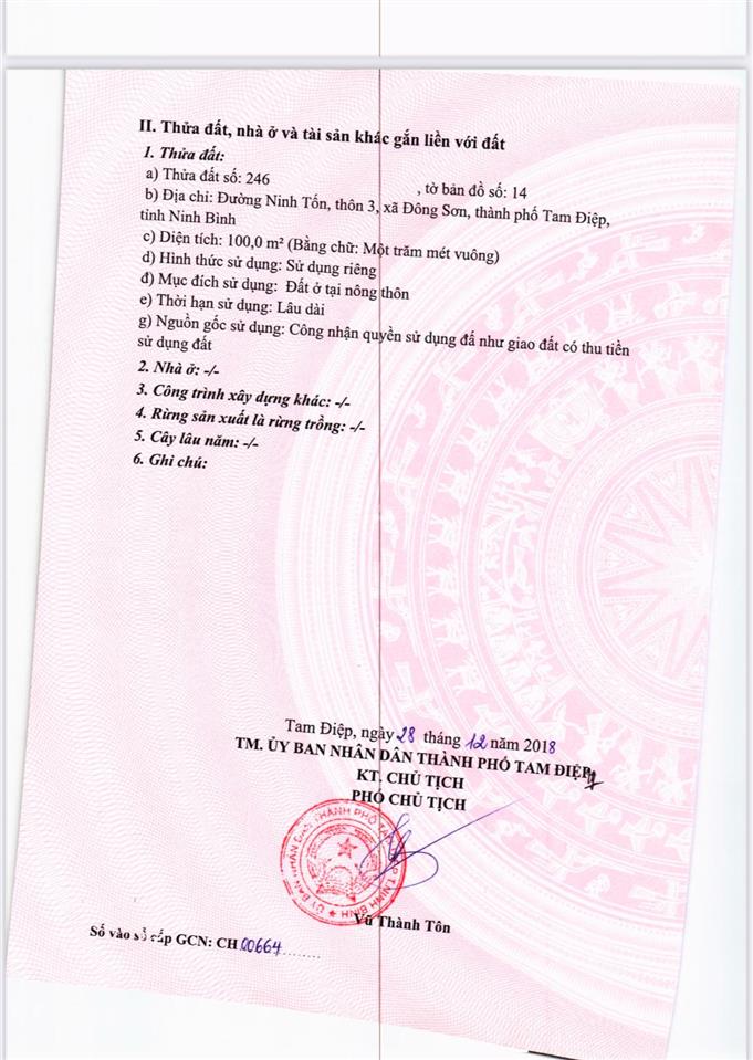 Bán đất 100m2 tại xã đông sơn, tam điệp, ninh bình, giá tốt 2,15 tỷ