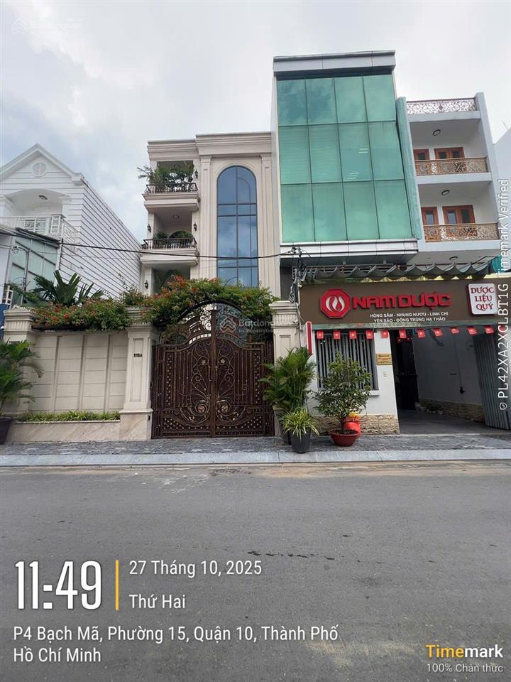 Bán nhà mt bạch mã, p15, q10, 8x25m hầm 4 lầu, diện tích 189,1m2 giá chào 56 tỷ