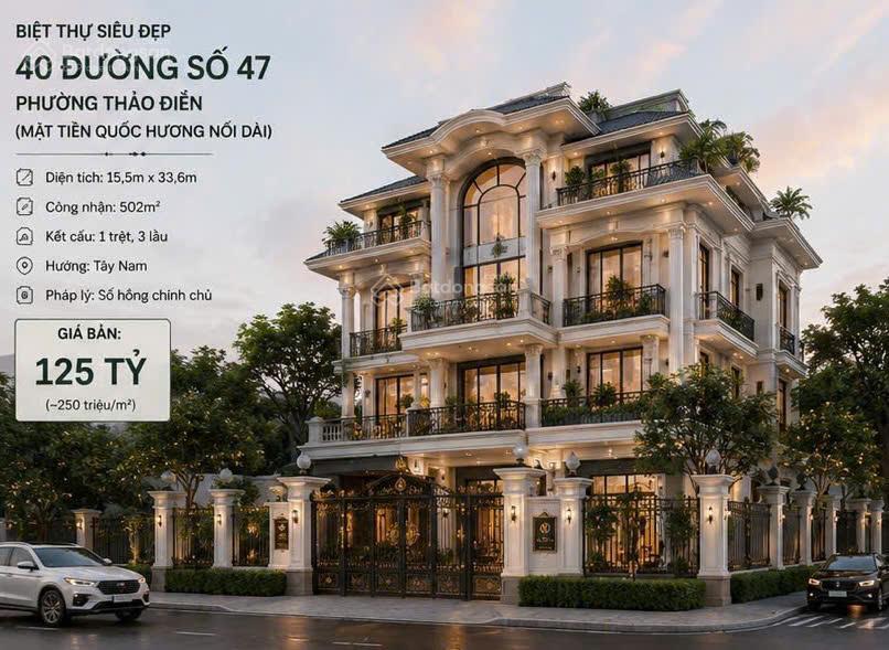 Đất cần bán gấp | đường số 47, p. thảo điền, q. thủ đức | 502m2 | 119 tỷ | thuê 595 triệu