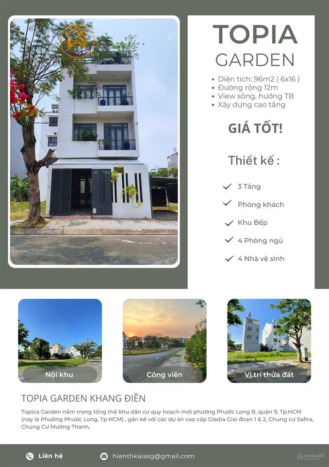Bán đất kdc khang điền, view sông, đối diện dự án gladia gđ2