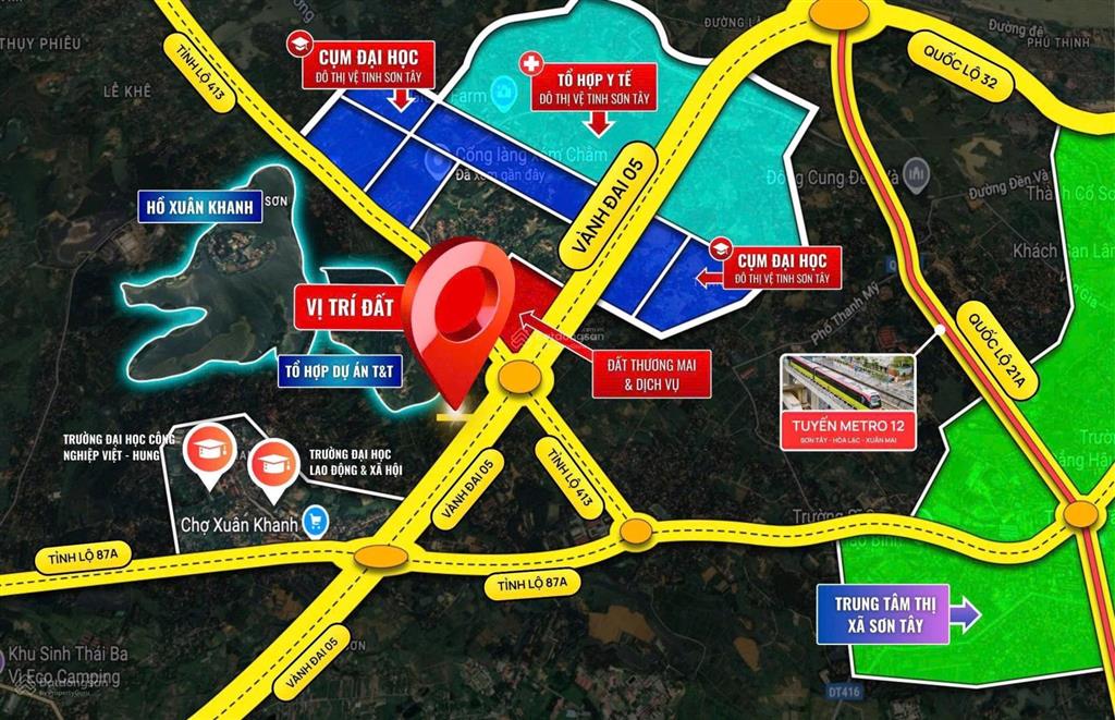 Chưa đến 2 tỷ nhận ngay lô đất phường tùng thiện 110m2 full thổ cư sẵn sổ tại sơn tây hà nội
