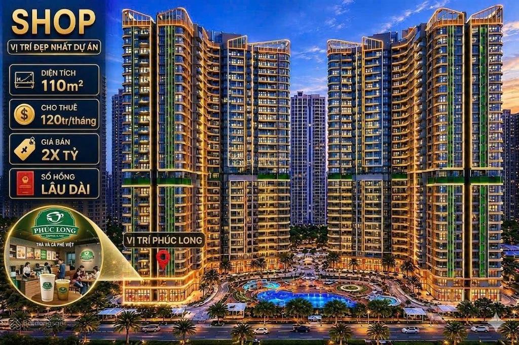 Bán căn góc shophouse sẵn hđ thuê 133tr/tháng, mặt tiền 15m, đường 30m, phân khu lumière, 110m2