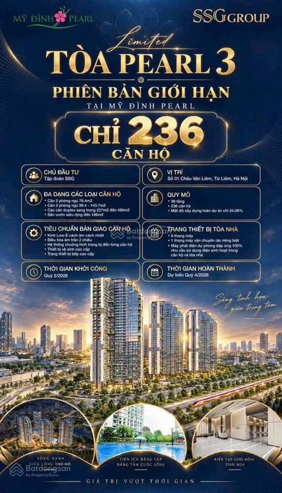 Sở hữu căn hộ duplex mỹ đình pearl 3, vay 70% lãi 0%/24 tháng + ân hạn gốc, chiết khấu 7%