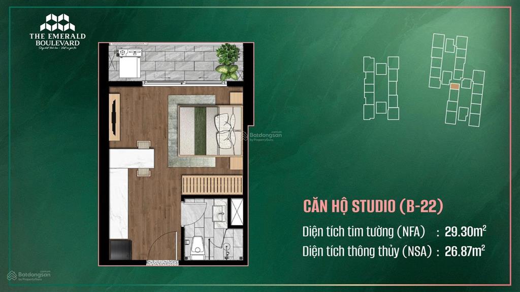 Bán căn hộ the emerald boulevard, 1,815 tỷ, 30m2, view đẹp, hàng hiếm tại thuận an