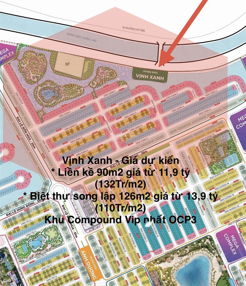 Sắp mở bán biệt thự song lập, giá dự kiến 110 triệu/m2 126m2 tại vinhomes ocean park 3