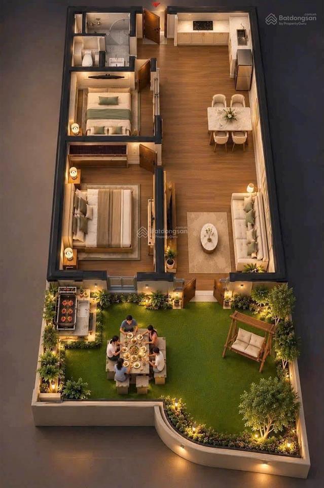 Tòa f2fours tower, căn hộ cao cấp sân vườn 1pn+, view biển
