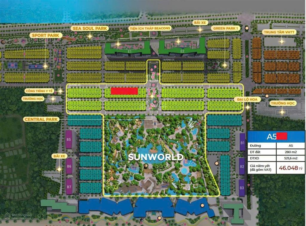 Villa đơn lập trục chính a5 blanca city vũng tàu  280m2, giá 46 tỷ, chiết khấu 13.5% | sun property