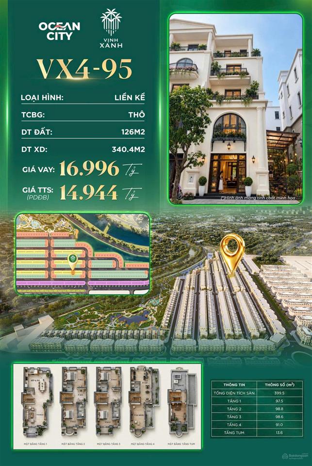 Xẻ khe vịnh xanh 126m2, áp voucher 30% còn 10,4 tỷ