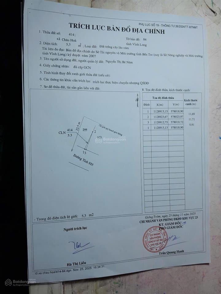 Bán đất tại tỉnh lộ 885, 5,5 tỷ, 174,7 m2, pháp lý đầy đủ