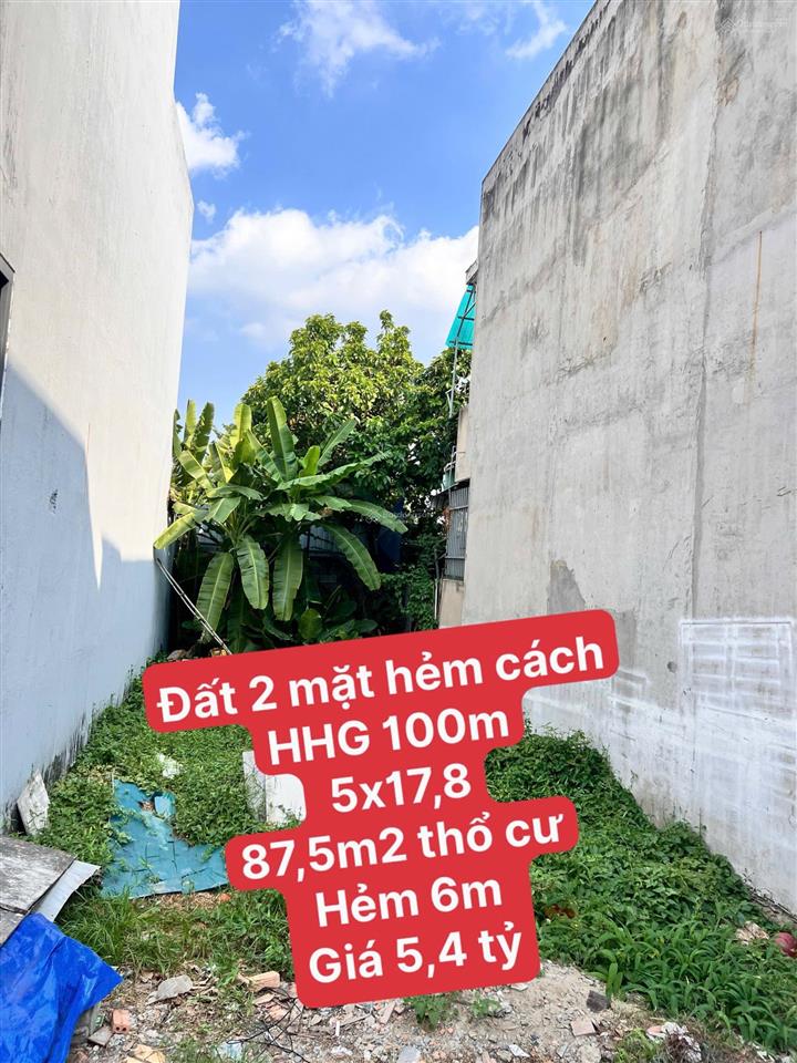 Đất thổ cư 2 mặt hẻm trước sau thạnh lộc 22ngang 5m dài 17,8m87,5m2giá 5,4 tỷ