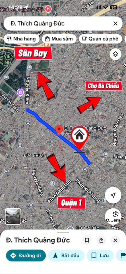 Thích quảng đức dt 56,5m2 hẻm xe hơi 5m cho thuê nguyên căn 15 triệu/tháng khu trung tâm
