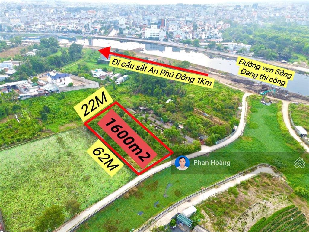 Bán 1412m2 đất nông nghiệp, đường 6m hẻm 1/ sông vàm thuật thông ra vườn lài, an phú đông, 12 tỷ