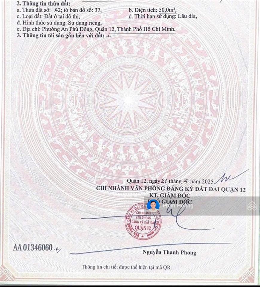 Bán đất an phú đông 03 gần công an phường cũ, gần đường ven sông sài gòn, giá 3.8 tỷ thương lượng