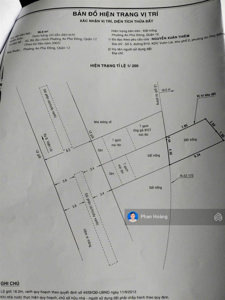 Bán đất hẻm 105 vườn lài, 4.5x20, đường 8m, khu dân cư phân lô đồng bộ, sổ riêng, giá 4.95 tỷ tl