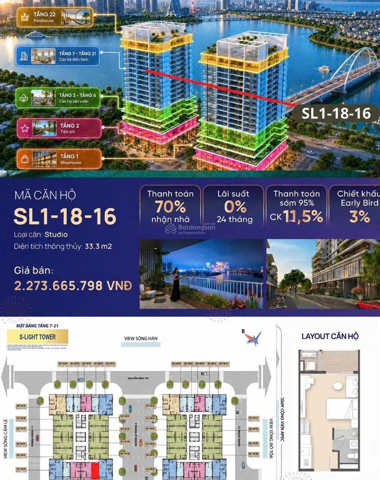 Studio vị trí sông hàn dễ khai thác đầu tư chỉ 2 tỷ