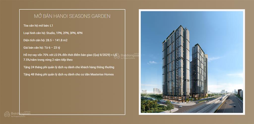 Bán căn hộ 1pn trục 15a tại hanoi seasons garden, 58,4m2, giá 8,312 tỷ