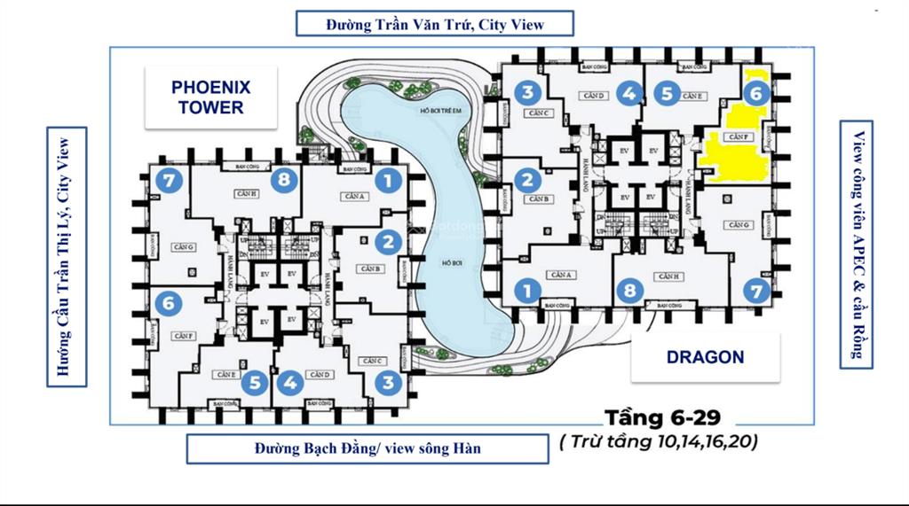 Bán căn hộ danang landmark tower 2 phòng ngủ view sông hàn, dragon tower d.a1206