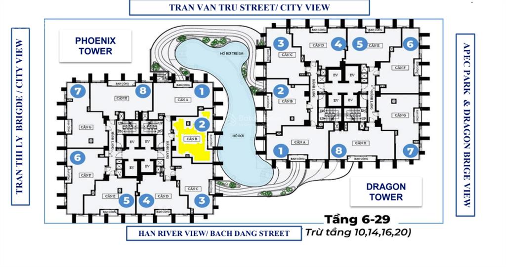 Căn hộ trung tâm đà nẵng view cầu rồng, 61,73m² tại danang landmark tower
