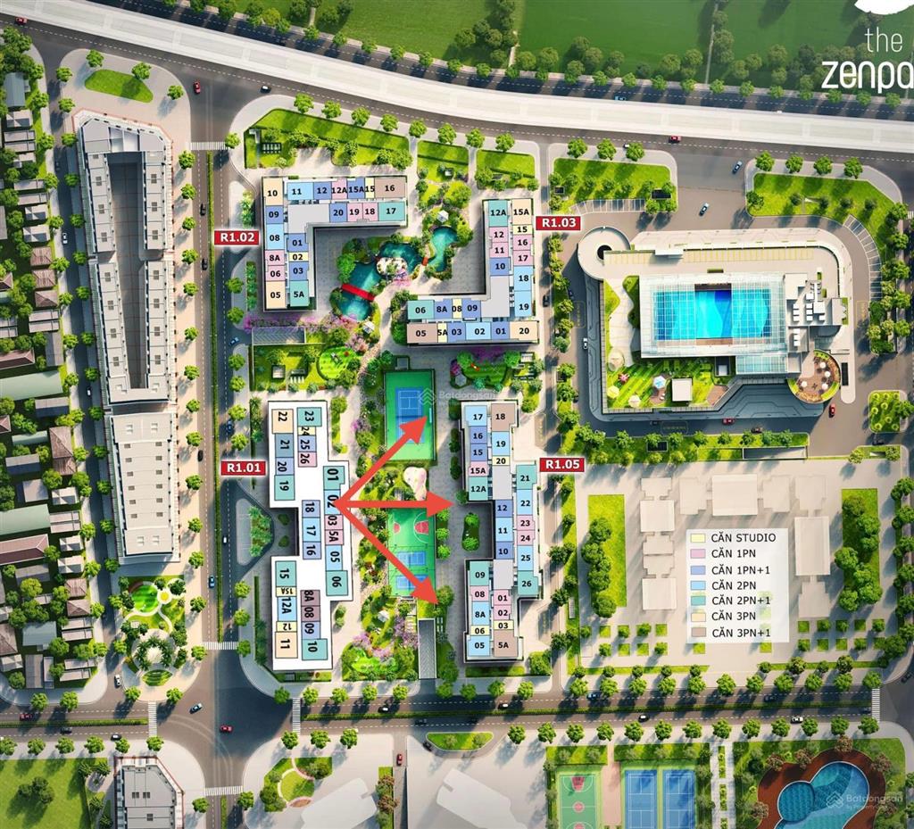 Chính chủ bán căn 2pn view nội khu r101 zenpark, giá rẻ