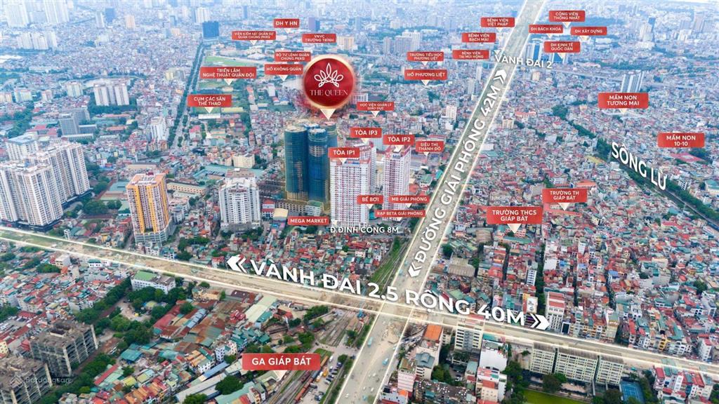 Bán căn hộ 2pn view đẹp tại the queen, giải phóng, 6,8 tỷ, 72,9 m2