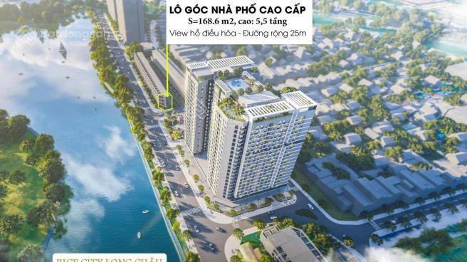 Bán lô góc tt1  01 rice city long châu 168,6m2, 2 mặt tiền view hồ, kinh doanh đỉnh