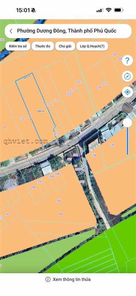 Bán lô đất gần 1200m2 mặt tiền đường bến tràm. view hồ nước dương đông 2 90ha. kinh doanh tốt