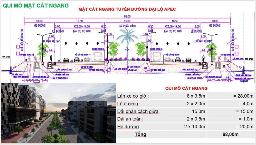 Cực hot, bán lô đất 180m2 được ra mặt tiền đường đại lộ apec rộng 68m, sản phẩm đầu tư chiến lược