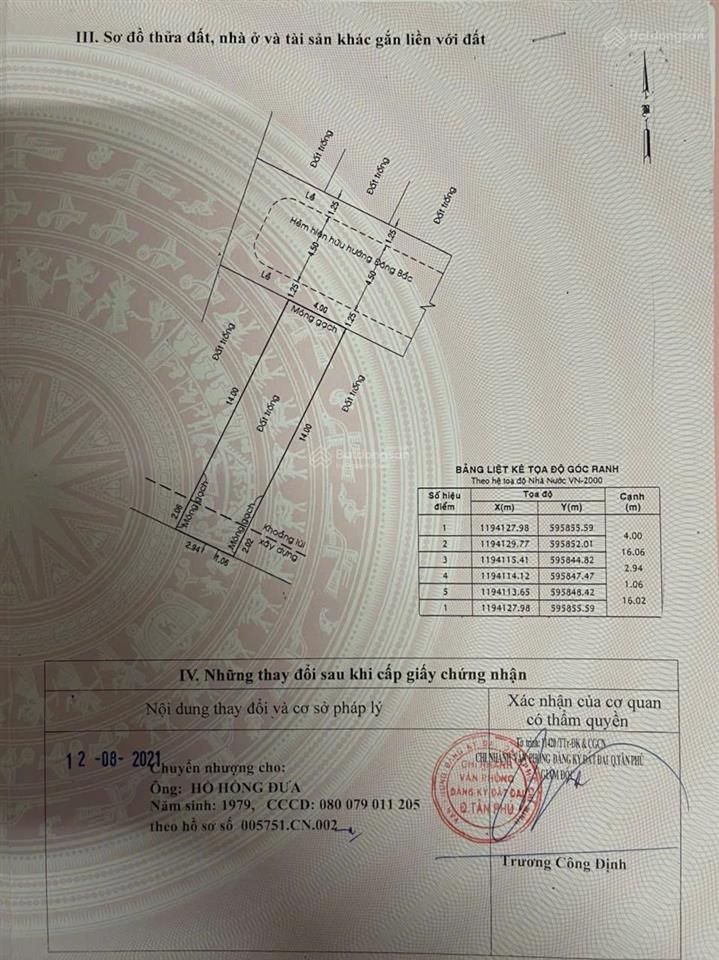 Bán lô đất khu vip 368 tân sơn nhì 4x16 m giá chỉ 8,5 tỷ còn thương lượng!