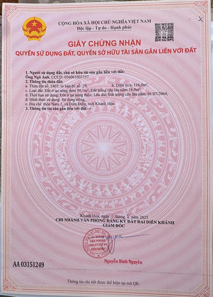 Lô đất mặt tiền đường nhựa ấp tân sinh, full thổ cư giá mềm phù hợp an cư